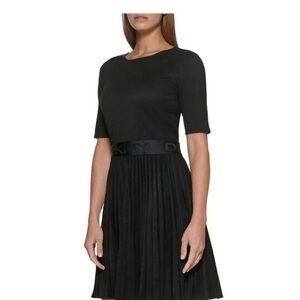 DKNY Pleated Fit n Flare Dress Black Size 8